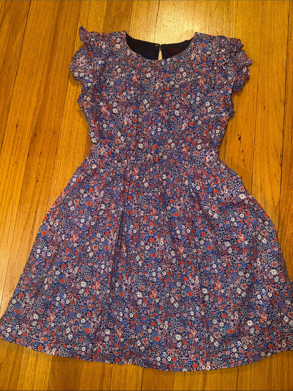 Crewcuts Liberty Fabric Floral Flutter-Sleeve Dress